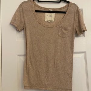 Tan short sleeve T-shirt with pocket- Abercrombie
